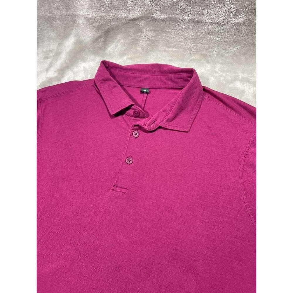 Lululemon Polo Shirt Men Medium Plum Dark Pink Evolution Short Sleeve Top